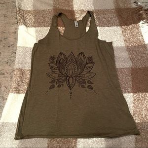 Green Graphic Floral Geometric Flowy Racerback Tank - NWOT